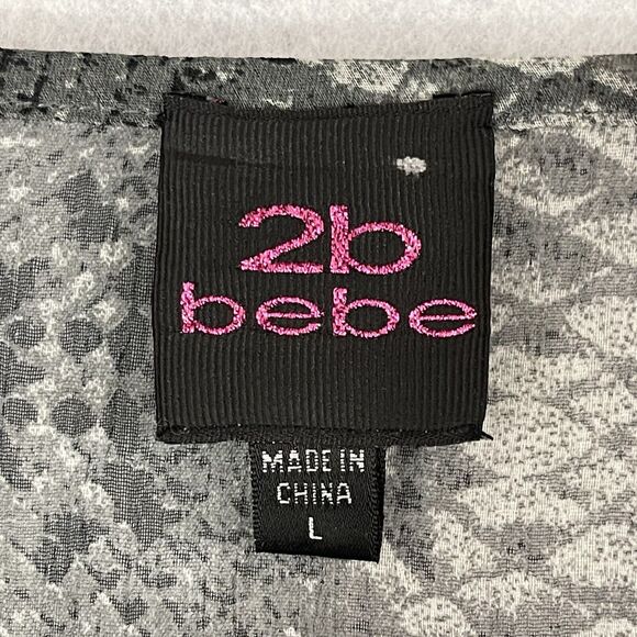 2b bebe Snake Print Puff Sleeve Blouse Cropped Sheer Animal Print Top Large - Picture 2 of 11